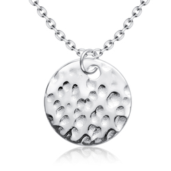 Round Flat Stencil Shaped Silver Necklace SPE-5262